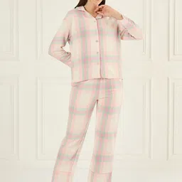 Sweet Dreams Women Checked Pure Cotton Shirt & Pyjama Night suit-image-96