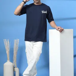 Rigo Unisex Graphic Printed Drop-Shoulder Sleeves Cotton Oversized T-shirt image 5