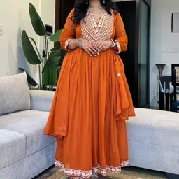 Fabinn Women Ethnic Motifs Regular Thread Work Kurta with Pyjamas & With Dupatta image 5