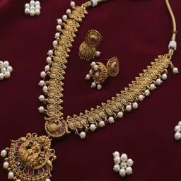 FIMBUL Gold-Plated Stone-Studded & Beaded Jewellery Set-image-32
