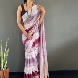 all about you Printed Organza Saree with Pure Chiffon Blouse Piece image 3