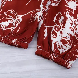 Kookie Kids Full Length Lounge Pant Floral Print - Red image 4