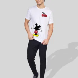 Greylongg Men Mickey Mouse Graphic Printed Round Neck Cotton T-shirt image 2