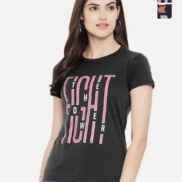 Dreambe Women Pack Of 2 Typography Printed Round Neck Cotton T-shirts-image-92