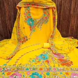 SHADOW & SAINING Embroidered Silk Georgette Unstitched Dress Material image 5