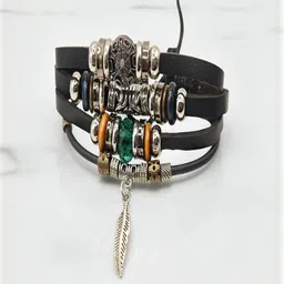 SAPRAA TRENDS Men Silver-Plated Fabric Bracelet image 2