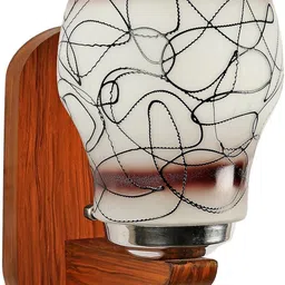 1ST TIME Brown & Brown Textured Wood Frustum Shaped Wall Lamp image 4