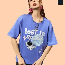 Metronaut Women 2 Printed Henley Neck Applique T-shirt-image-33