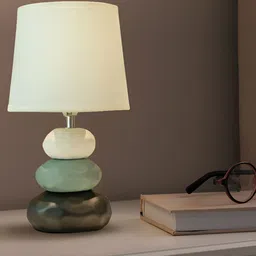 Magik Off White Ceramic Contemporary Frusturical Shaped Table Lamp With Bulb-picture-30