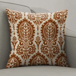 Aura Coffee Brown & White Set of 2 Ethnic Motifs Square Cushion Covers image 3