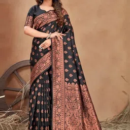 AVANTIKA FASHION Ethnic Motifs Art Silk Heavy Work Kanjeevaram Saree-image-96