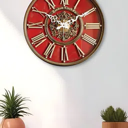 RANDOM Red & Gold-Toned Printed Contemporary Wall Clock image 3