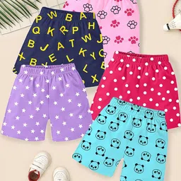 YK Girls Pack Of 5 Regular Fit Mid-Rise Slip-On Cotton Shorts-picture-34
