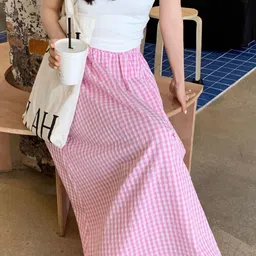 StyleCast Checked Flared Maxi Skirts image 3