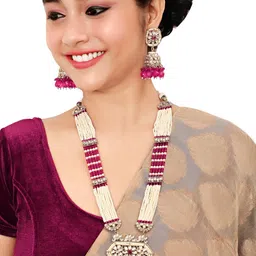 VATSALYA creation Rhodium-Plated Artificial Stone Studded Jewellery Set-picture-50