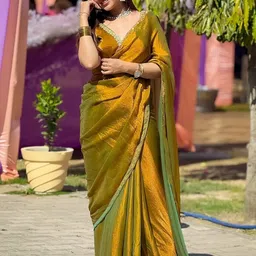 SILKWEAR Beads and Stones Saree With Unstitched Blouse Piece-picture-12