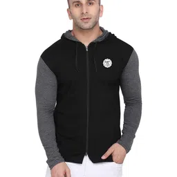 Blisstone Men Colourblocked Self Design Hooded Cotton T-shirt-image-56