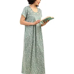 Noty Geometric Printed Half Sleeves Maxi Nightdress image 5