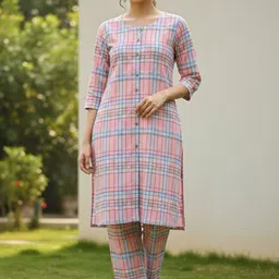 BASABI Women Regular Pure Cotton Kurta with Trousers-picture-24