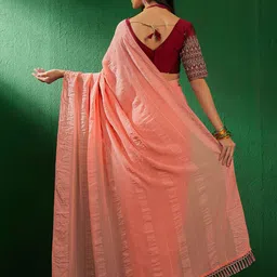 SHADOW & SAINING Solid Silk Blend Saree image 3