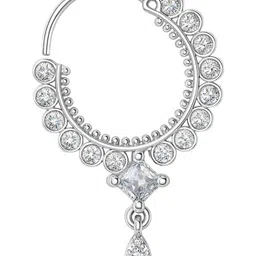 PRIVIU Silver-Plated American Diamond Studded Ring Nosepin image 5