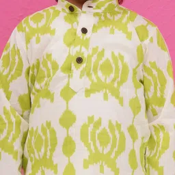 Aj DEZInES Boys Geometric Printed Pure Cotton Straight Kurta image 2