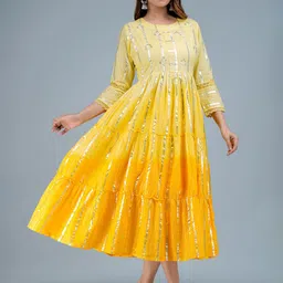 SARAI CREATIONS Ombre Cotton Fit and Flare Midi Dress-picture-15