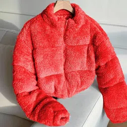 NOWI Women Woollen Crop Puffer Jacket image 4