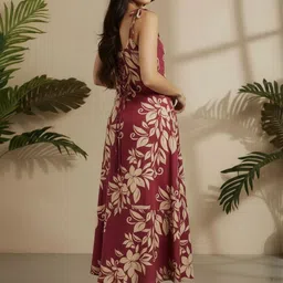 DHAKRE FASHION Women Floral Printed Sleeveless A-Line Midi Dress image 5
