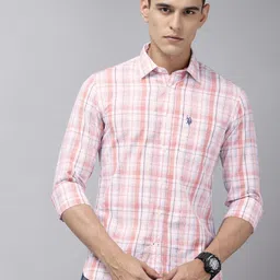 u.s. polo assn. Men Tailored Fit Checkered Cut Away Collar Casual Shirt-picture-28
