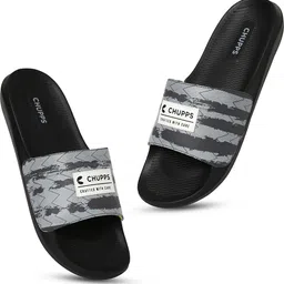 chupps Traction Black & Grey Slides Soft Lightweight Flip Flops For Men Slides-picture-25