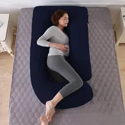 jojo Polyester Fibre Pregnancy Pillow Pack of 1 Solid ultra soft j shaped image 2