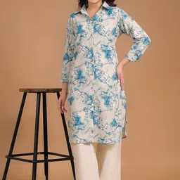 saanwri Women Abstract Pure Cotton A-line Kurta image 3
