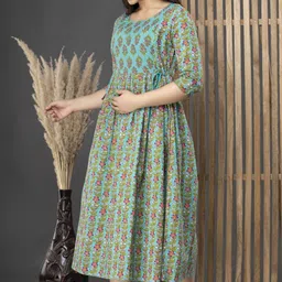 ashraj Women Fit and Flare Light Blue Midi/Calf Length Dress image 5