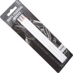 saputra White Charcoal Pencil Set of 3 Premium Pencil for Sketching Pencil image 2