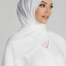 zox Solid Chiffon Women White Fancy Scarf, Scarf, Stole-picture-12