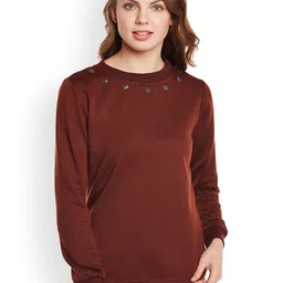 Belle Fille Women Brown Solid Sweatshirt-picture-33