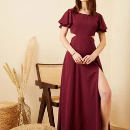 Berrylush Flutter Sleeve Maxi Dress-image-0
