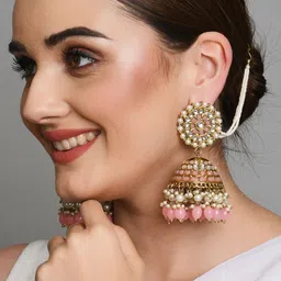 Fida Peach-Coloured Contemporary Drop Earrings-picture-47