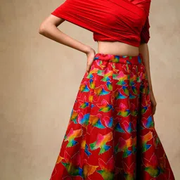 THETAA Embroidered Silk Ready to Wear Lehenga With Blouse And Dupatta image 4
