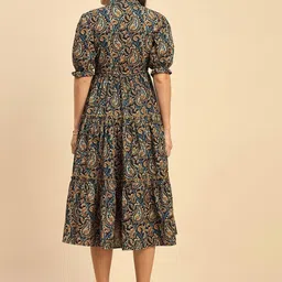 ROOTSOUL Floral Printed Ruffled Fit & Flare Midi Dress image 3