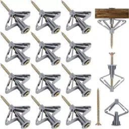 GENERIC Drywall Butterfly Anchor Kit with Screw for Gypsum Board and Hollow Hanging (Pack of 100 Pcs) image 3