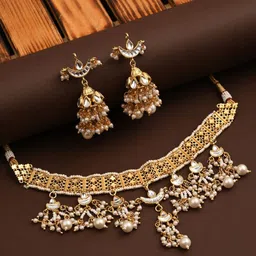 Anvik Gold-Plated Kundhan Studded & Beaded Jewellery Set-picture-17