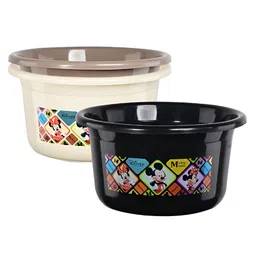 Aura Black & Cream-Coloured 3 piece Abstract Plastic Bath Accessories Set-picture-16