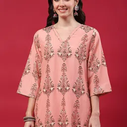 Shree Ethnic Motifs Printed Straight Kurta & Trousers With Dupatta image 4