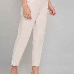 W Women Beige Slim Fit Trousers image 2