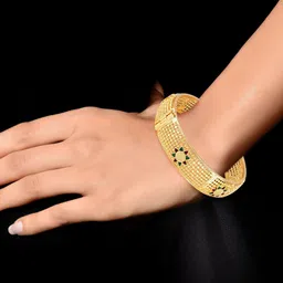 Vighnaharta Set Of 2 Gold Plated Enamelled Adjustable Bangles image 5