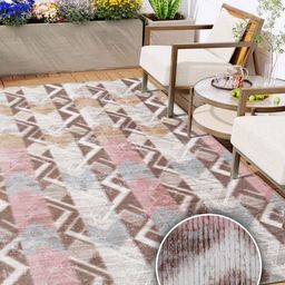 Kaleen India Pink Geometric Anti-Skid Polyester Carpet-picture-29