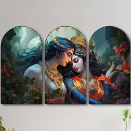 Myntra Elegant Homes Set OF 3 MDF Religious Radha Krishna Divine Love Wall Painting image 5