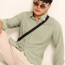 THE BEETEL HOUSE Men Classic Fit Textured Spread Collar Casual Shirt image 4